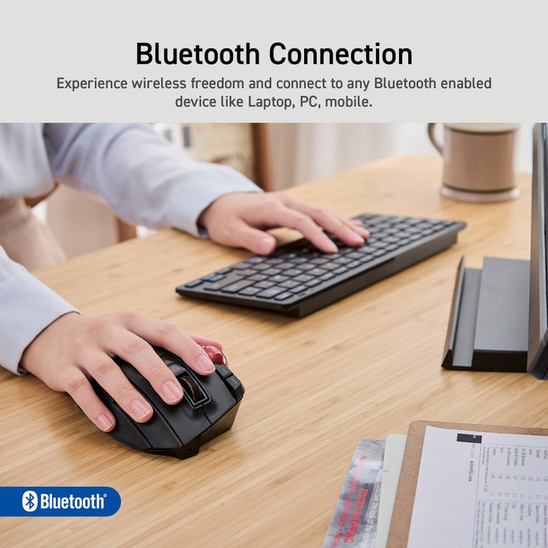 ELECOM Trackball Mouse Wireless, Ergonomic Mouse, 3 Device Connection, Wired (USB), Bluetooth, Track Ball Mouse, Thumb Control, Compatible for PC, Laptop, Mac, Windows, macOS, EX-G Pro (M-XPT1MRXBK) - Image 4